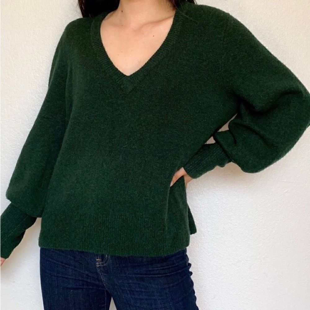 Madewell XS Dashwood Coziest Yarn V Neck Balloon Sleeve Sweater